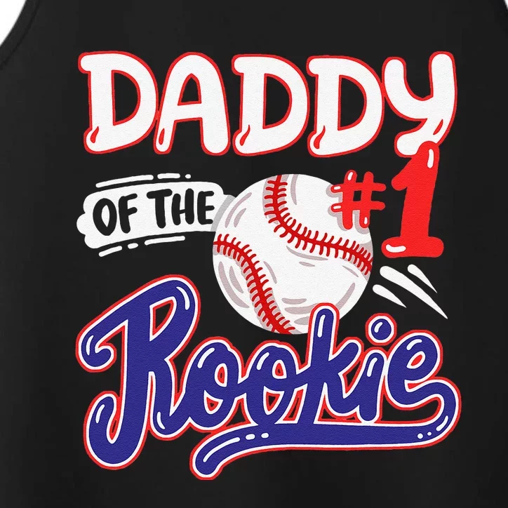 Daddy Of Rookie 1st Baseball Birthday Party Theme Matching Performance Tank