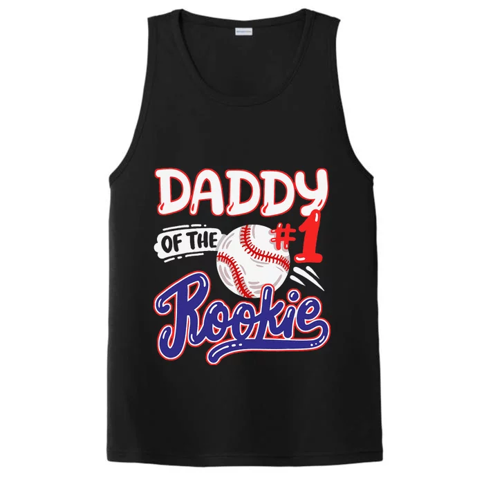 Daddy Of Rookie 1st Baseball Birthday Party Theme Matching Performance Tank