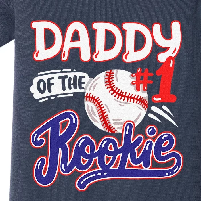 Daddy Of Rookie 1st Baseball Birthday Party Theme Matching Baby Bodysuit