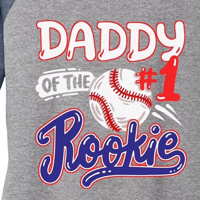 Daddy Of Rookie 1st Baseball Birthday Party Theme Matching Women's Tri-Blend 3/4-Sleeve Raglan Shirt