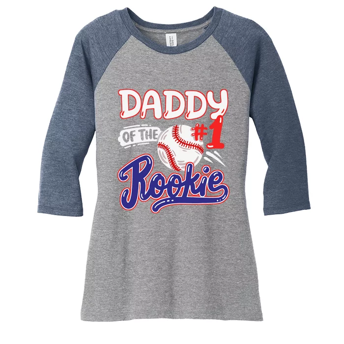 Daddy Of Rookie 1st Baseball Birthday Party Theme Matching Women's Tri-Blend 3/4-Sleeve Raglan Shirt