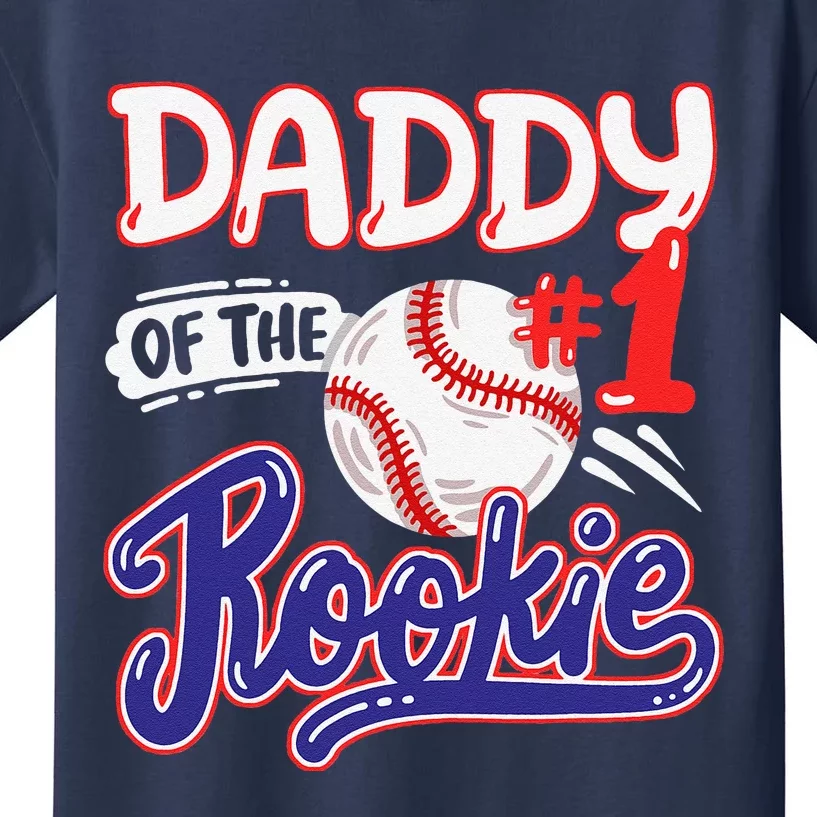 Daddy Of Rookie 1st Baseball Birthday Party Theme Matching Kids T-Shirt