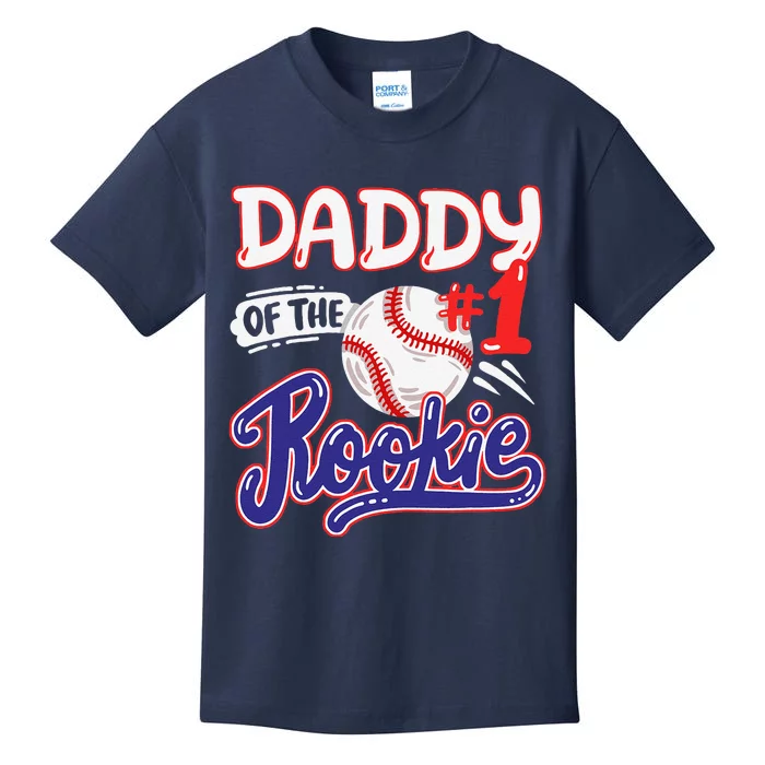 Daddy Of Rookie 1st Baseball Birthday Party Theme Matching Kids T-Shirt