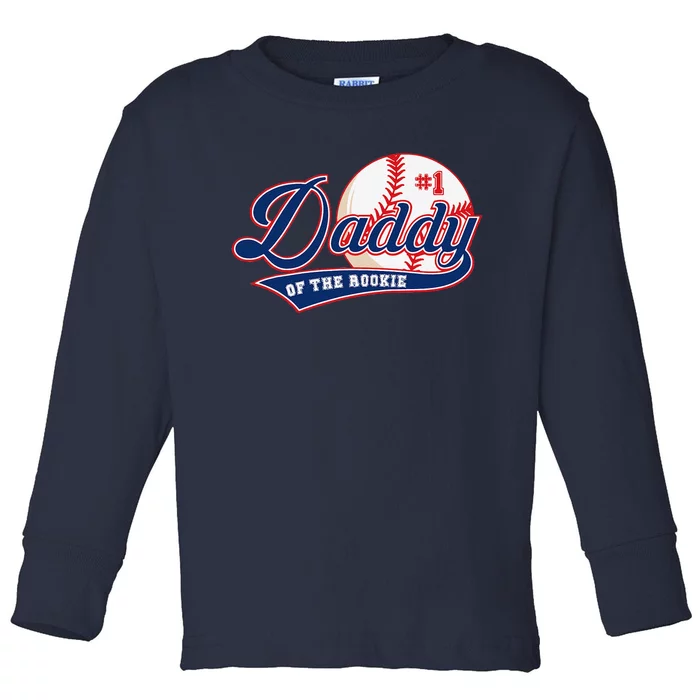 Daddy Of Rookie Of Year 1st Birthday Baseball Theme Matching Toddler Long Sleeve Shirt