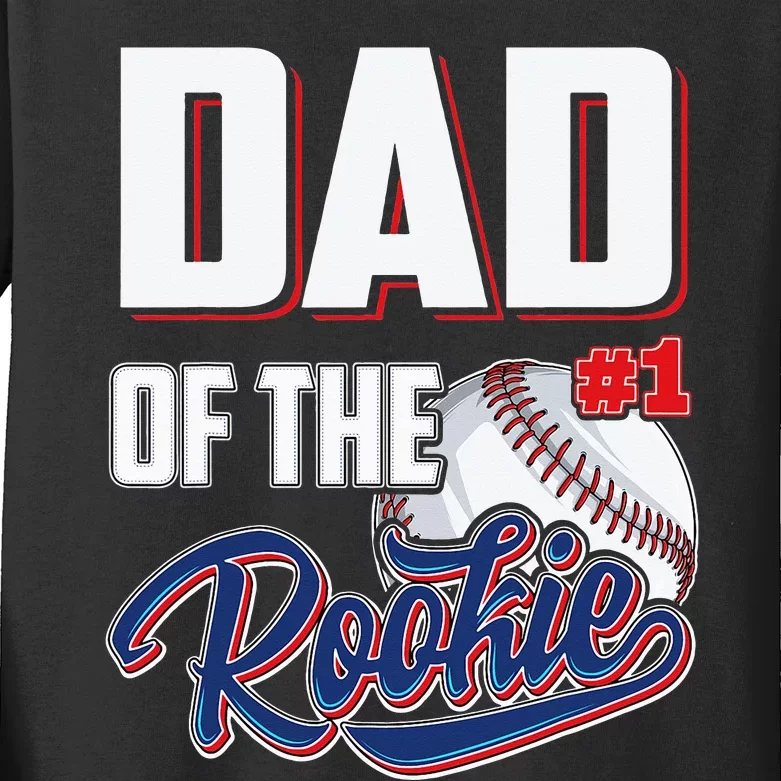 Dad of Rookie 1 Years old Team 1st Birthday Baseball Kids Long Sleeve Shirt