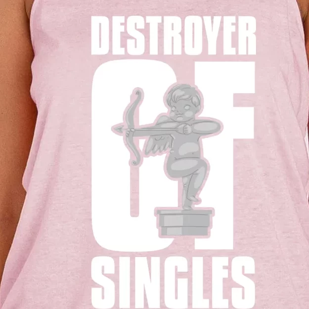 Destroyer Of Singles Great Gift Couples Hearts Love Valentine's Day Gift Women's Knotted Racerback Tank