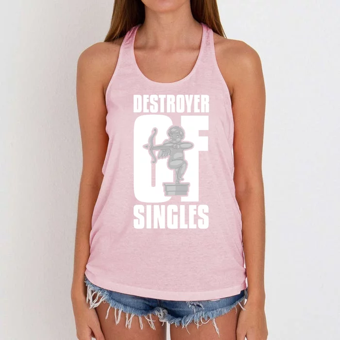 Destroyer Of Singles Great Gift Couples Hearts Love Valentine's Day Gift Women's Knotted Racerback Tank