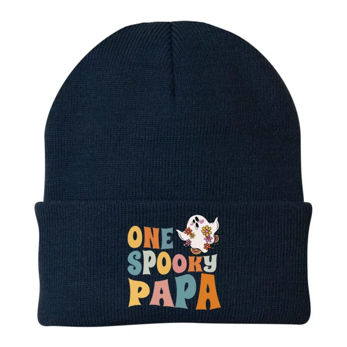 Dad One Spooky Papa Daddy Groovy Halloween Costume Knit Cap Winter Beanie