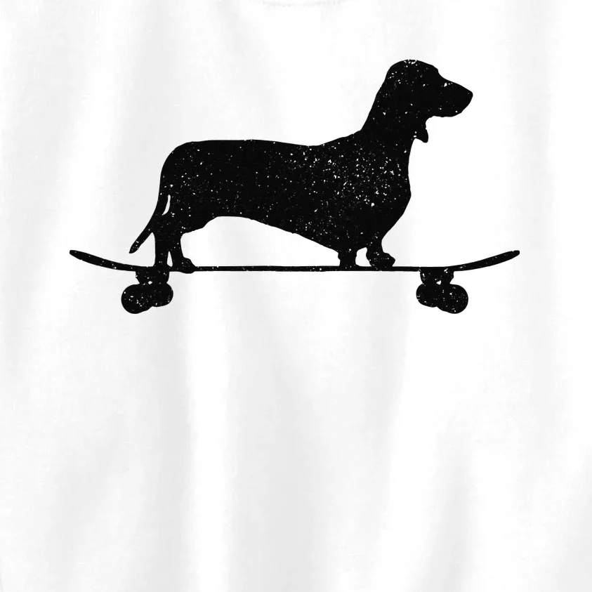 Dachshund On Skateboard Funny Wiener Dog Doxie Skater Gift Kids Sweatshirt