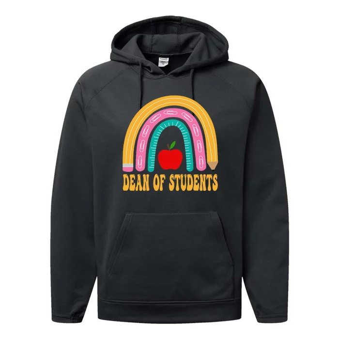 Dean Of Students Rainbow Pencil Back To School Appreciation Performance Fleece Hoodie