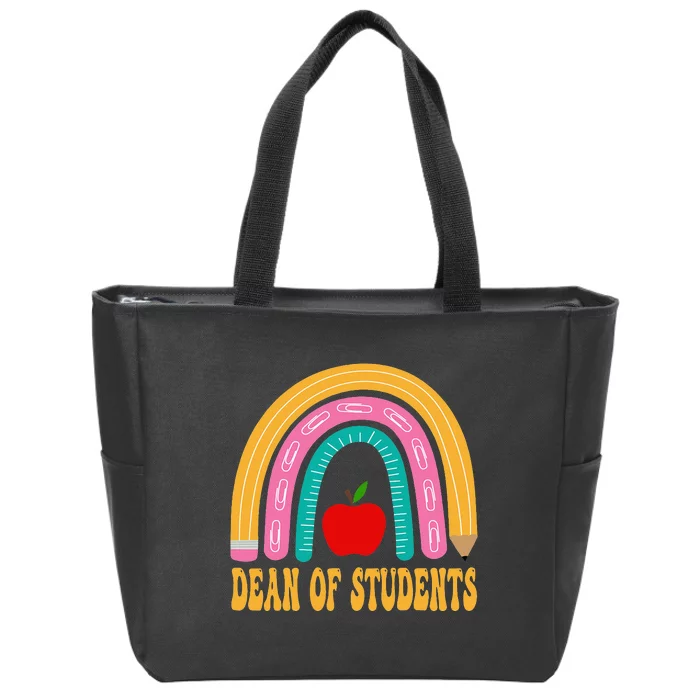 Dean Of Students Rainbow Pencil Back To School Appreciation Zip Tote Bag