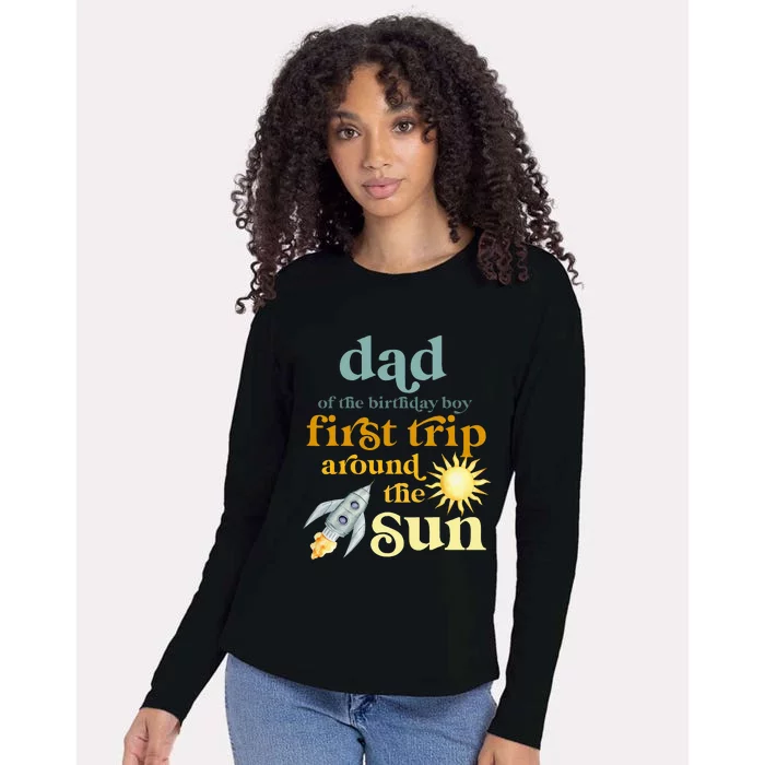 Dad Outer Space 1st Birthday First Trip Around The Sun Baby Womens Cotton Relaxed Long Sleeve T-Shirt