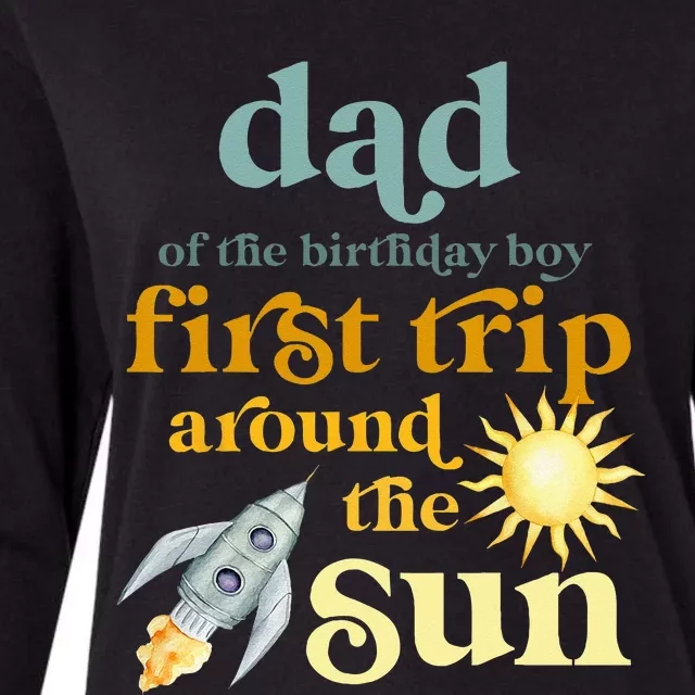 Dad Outer Space 1st Birthday First Trip Around The Sun Baby Womens Cotton Relaxed Long Sleeve T-Shirt