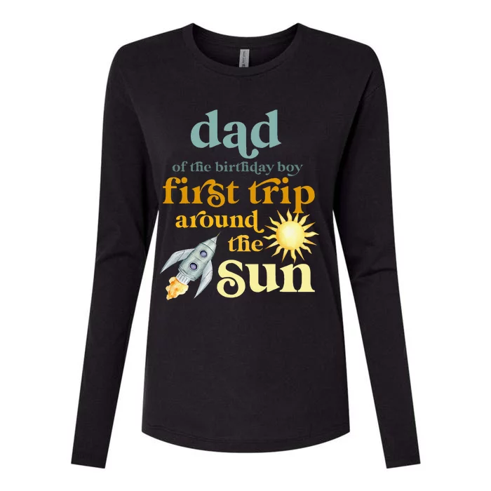 Dad Outer Space 1st Birthday First Trip Around The Sun Baby Womens Cotton Relaxed Long Sleeve T-Shirt