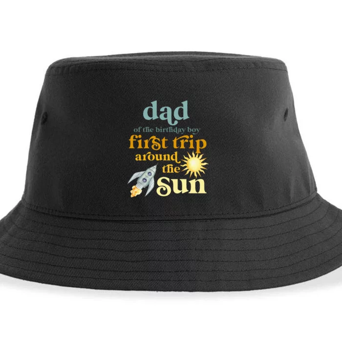 Dad Outer Space 1st Birthday First Trip Around The Sun Baby Sustainable Bucket Hat