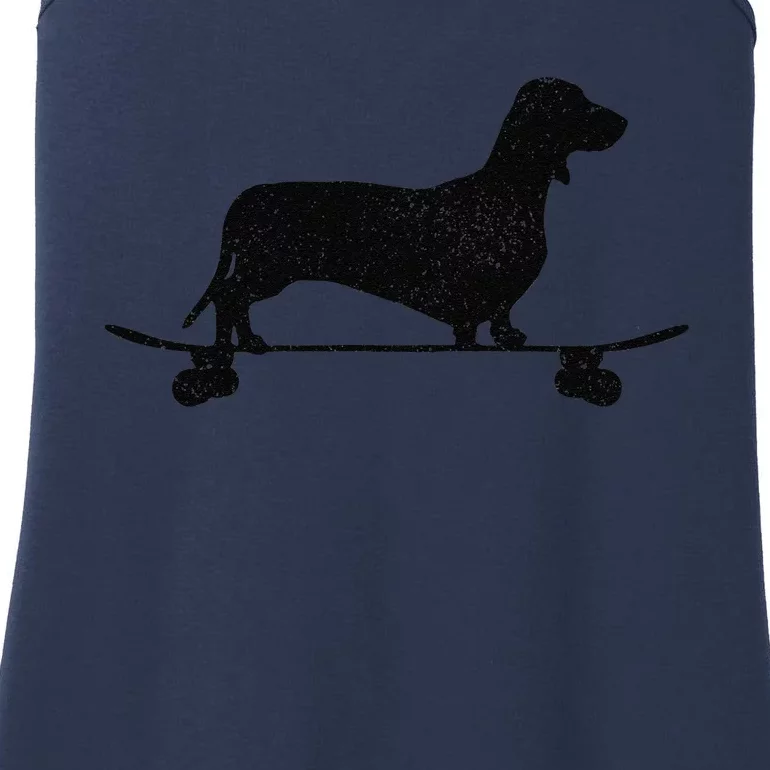 Dachshund On Skateboard Funny Wiener Dog Doxie Skater Gift Ladies Essential Tank