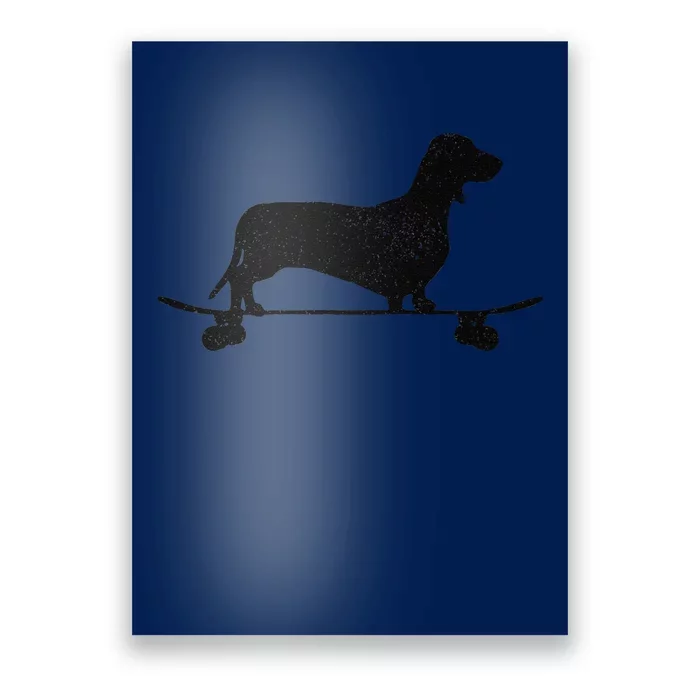 Dachshund On Skateboard Funny Wiener Dog Doxie Skater Gift Poster