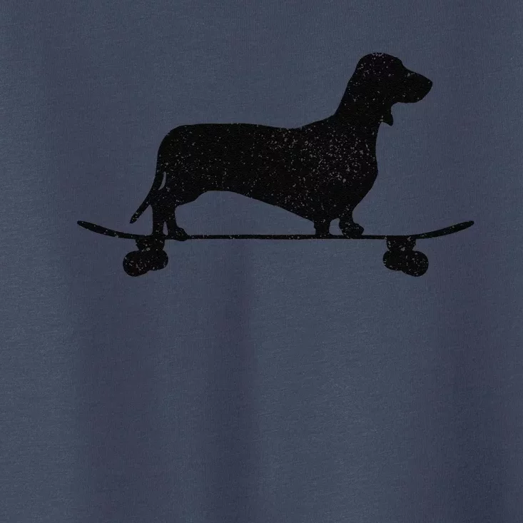 Dachshund On Skateboard Funny Wiener Dog Doxie Skater Gift Toddler T-Shirt