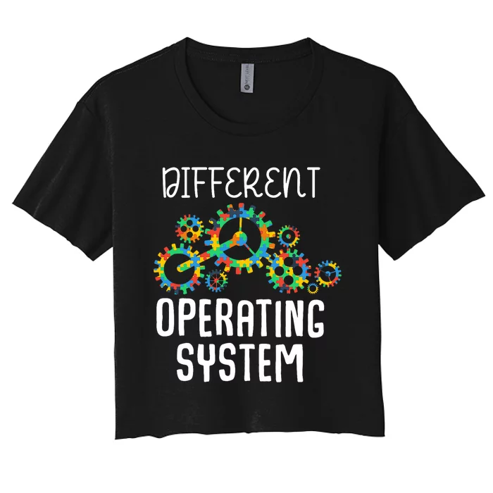 Different Operating System Autism Awareness Puzzle Tolerance Women's Crop Top Tee