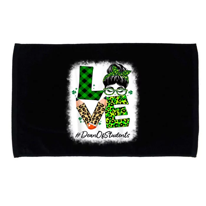 Dean Of Students Love Bleached Messy Bun St Patricks Day Microfiber Hand Towel