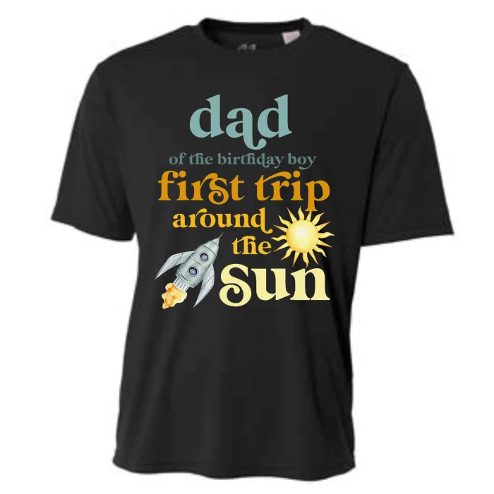 Dad Outer Space 1st Birthday First Trip Around The Sun Baby Cooling Performance Crew T-Shirt