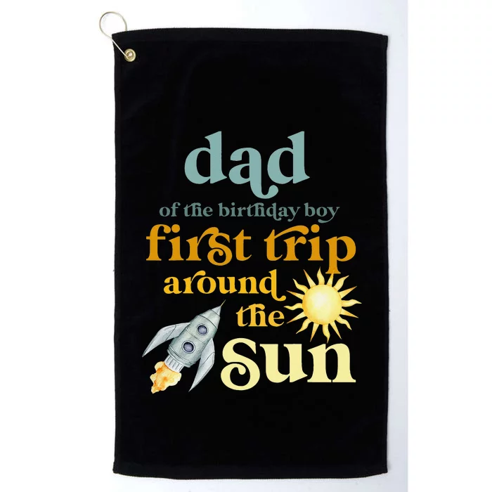 Dad Outer Space 1st Birthday First Trip Around The Sun Baby Platinum Collection Golf Towel