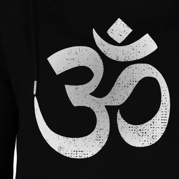 Distressed Om Symbol Namaste Yoga Spiritual Peace Om Icon Womens Funnel Neck Pullover Hood