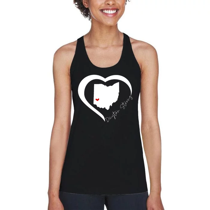 Dayton Ohio Strong Retro Heart Map Women's Racerback Tank