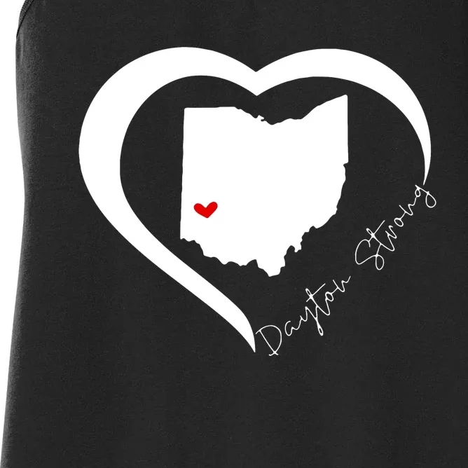 Dayton Ohio Strong Retro Heart Map Women's Racerback Tank