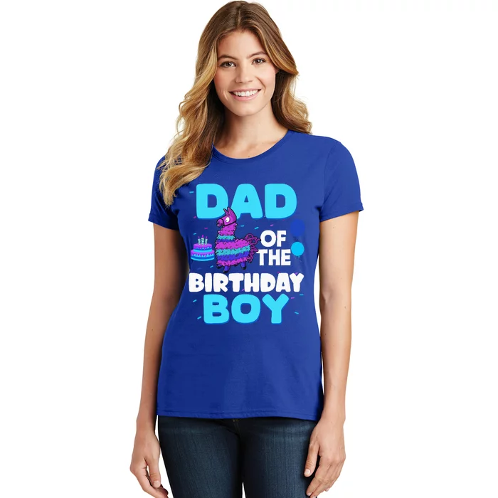 Dad Of The Birthday Boy Llama Dad And Mom Family Party Women's T-Shirt