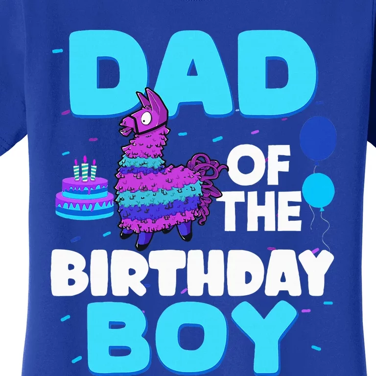 Dad Of The Birthday Boy Llama Dad And Mom Family Party Women's T-Shirt