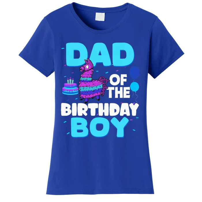 Dad Of The Birthday Boy Llama Dad And Mom Family Party Women's T-Shirt