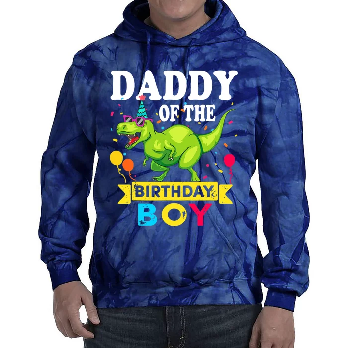 Daddy of the Birthday Boy T-Rex RAWR Dinosaur Birthday boy Tie Dye Hoodie