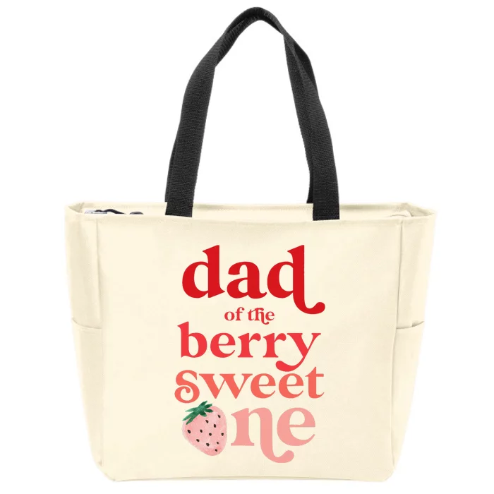 Dad of the Berry Sweet One Strawberry First Birthday 1st Zip Tote Bag