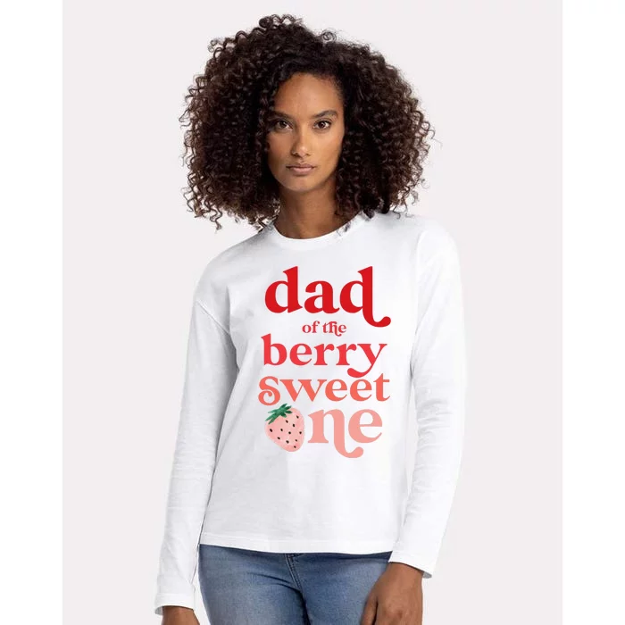 Dad of the Berry Sweet One Strawberry First Birthday 1st Womens Cotton Relaxed Long Sleeve T-Shirt