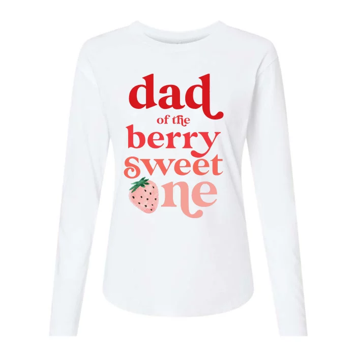 Dad of the Berry Sweet One Strawberry First Birthday 1st Womens Cotton Relaxed Long Sleeve T-Shirt