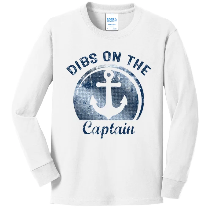 Dibs On The Captain Funny Boating Captain Wife Kids Long Sleeve Shirt