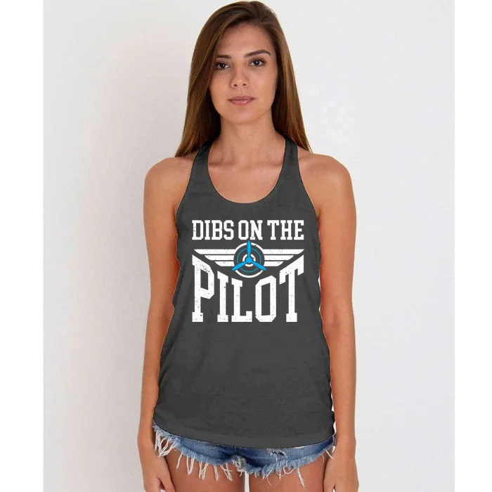 Dibs On The Pilot Meaningful Gift Women's Knotted Racerback Tank