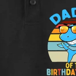 Daddy of the Shark Birthday Dad Matching Family Dry Zone Grid Performance Polo