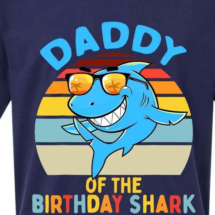 Daddy of the Shark Birthday Dad Matching Family Sueded Cloud Jersey T-Shirt