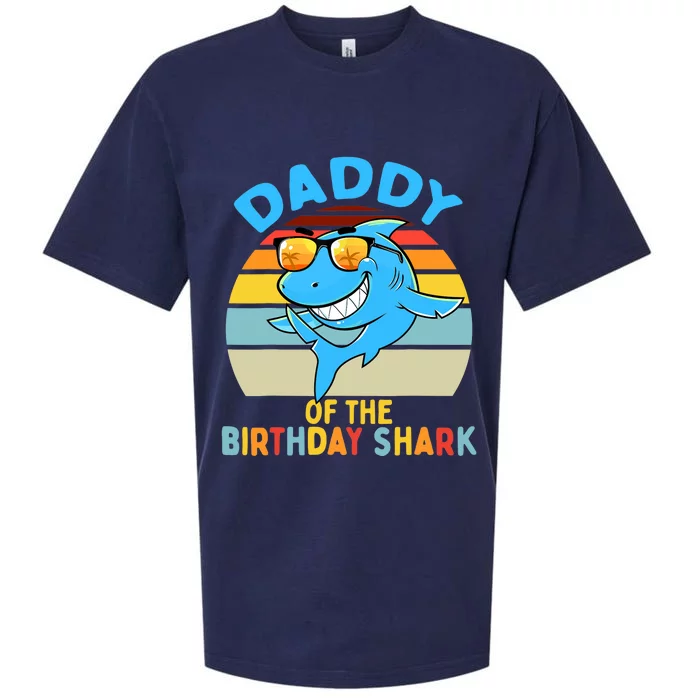 Daddy of the Shark Birthday Dad Matching Family Sueded Cloud Jersey T-Shirt