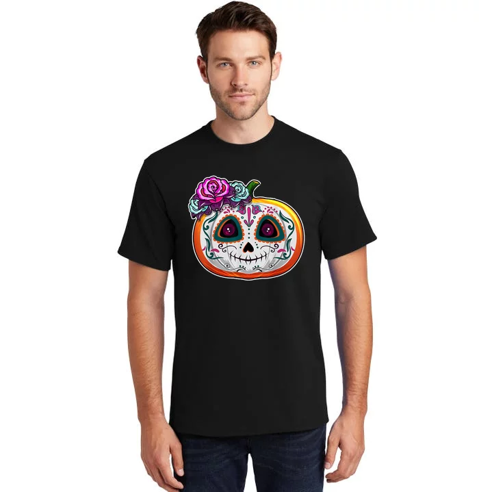 Day Of The Dead Pumpkin Dia De Los Muertos Skull Gift Tall T-Shirt