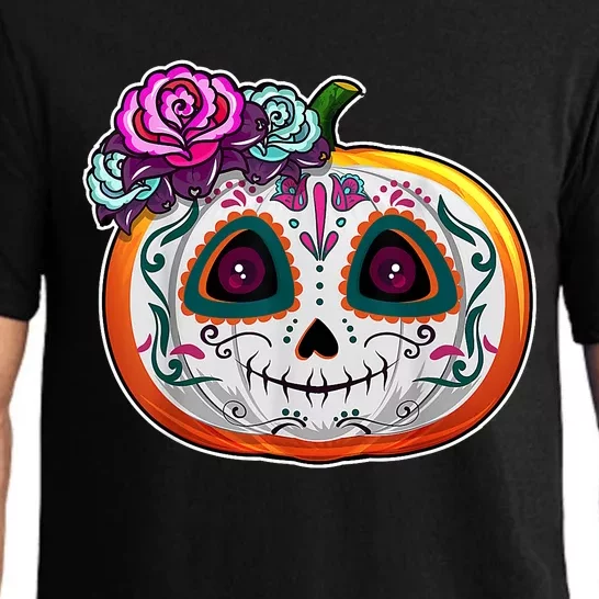 Day Of The Dead Pumpkin Dia De Los Muertos Skull Gift Pajama Set