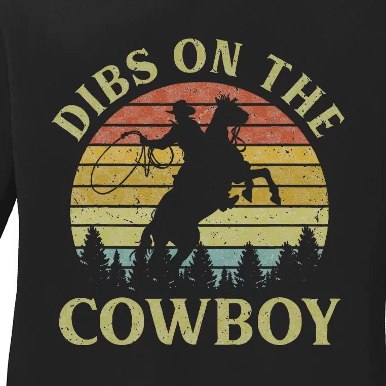 Dibs On The Cow Riding Horse Western Country Ladies Long Sleeve Shirt