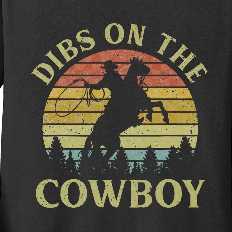 Dibs On The Cow Riding Horse Western Country Kids Long Sleeve Shirt