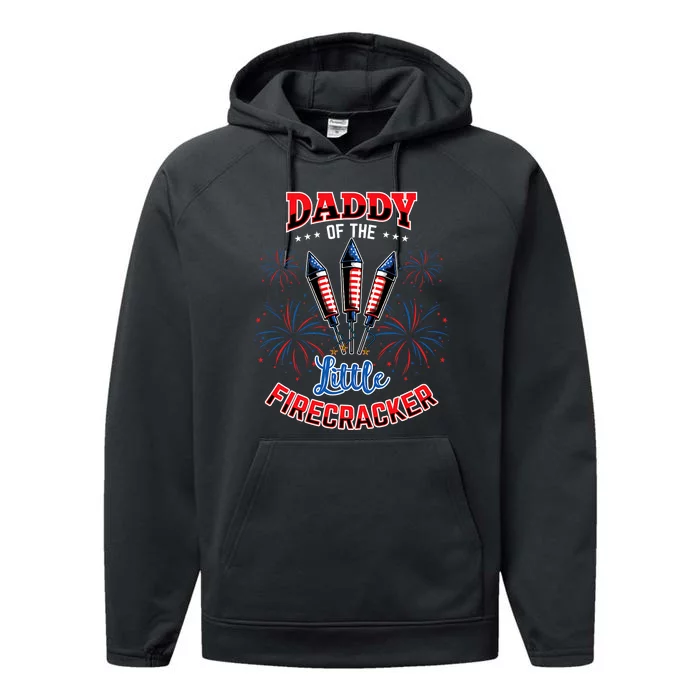 Daddy Of The Little Firecracker 4th Of July Gender Reveal Performance Fleece Hoodie