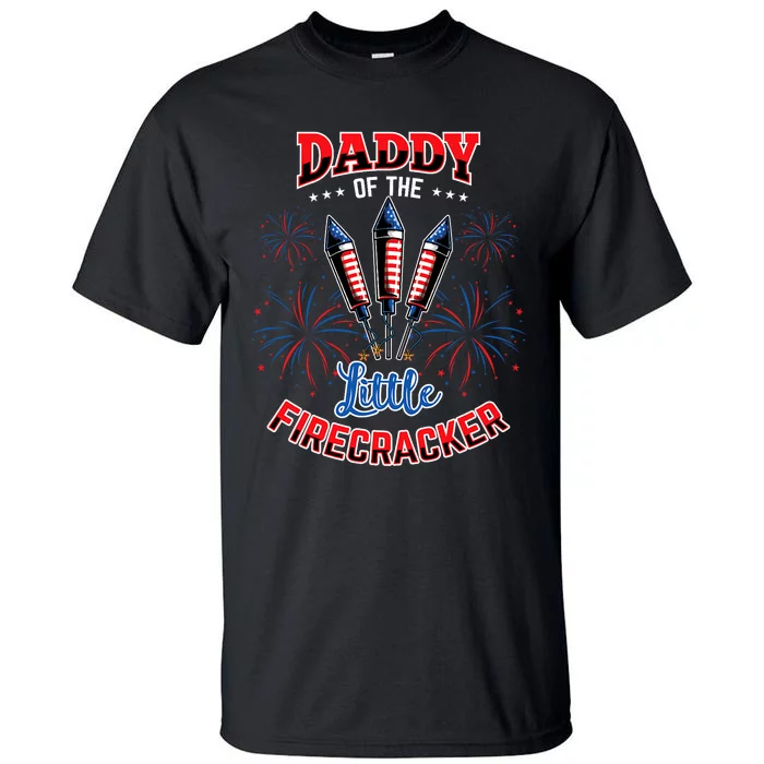 Daddy Of The Little Firecracker 4th Of July Gender Reveal Tall T-Shirt