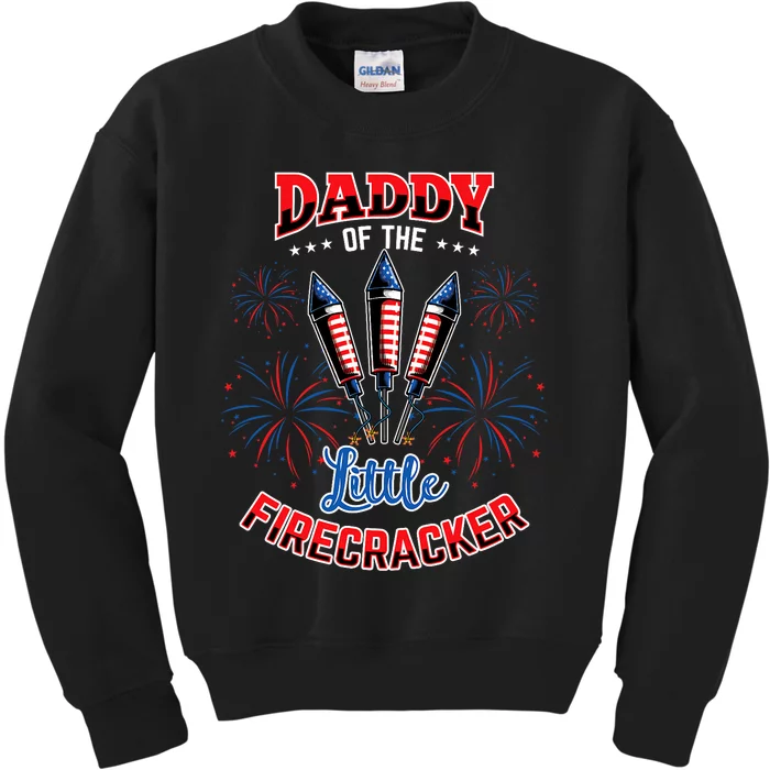 Daddy Of The Little Firecracker 4th Of July Gender Reveal Kids Sweatshirt