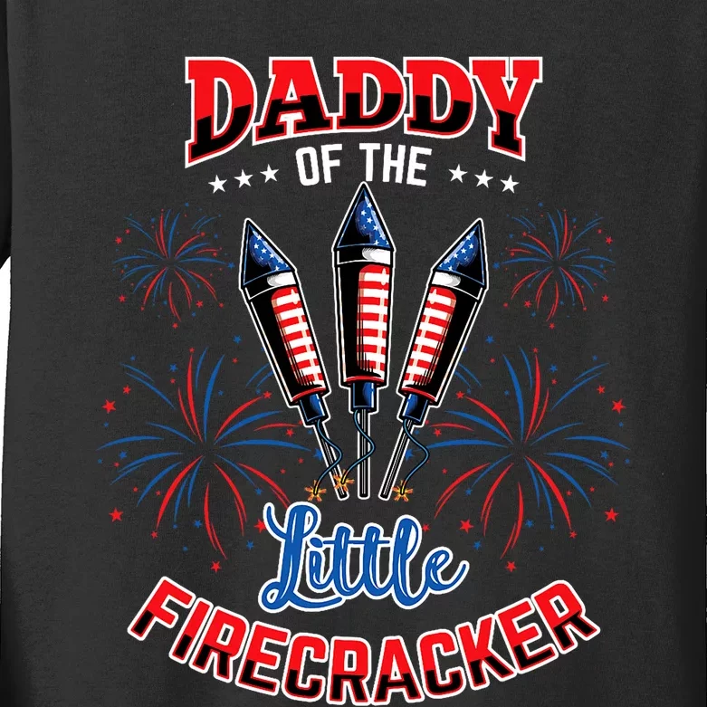 Daddy Of The Little Firecracker 4th Of July Gender Reveal Kids Long Sleeve Shirt