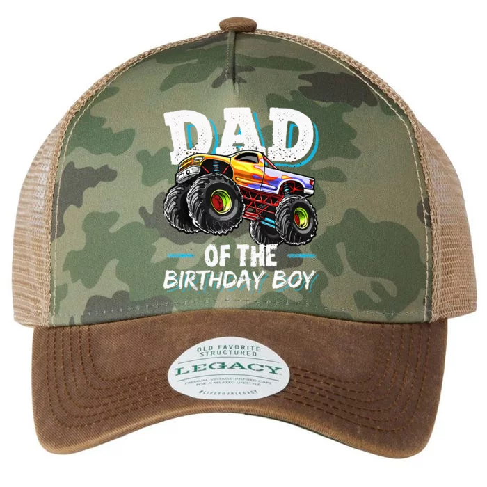 Dad Of The Birthday Boy Monster Truck Birthday Novelty Gift Legacy Tie Dye Trucker Hat